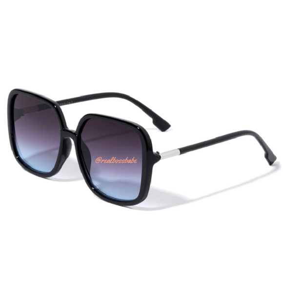 Accessories - Oversized Retro Squared Butterfly Sunglasses NWT NEW Black, Blue Gradient